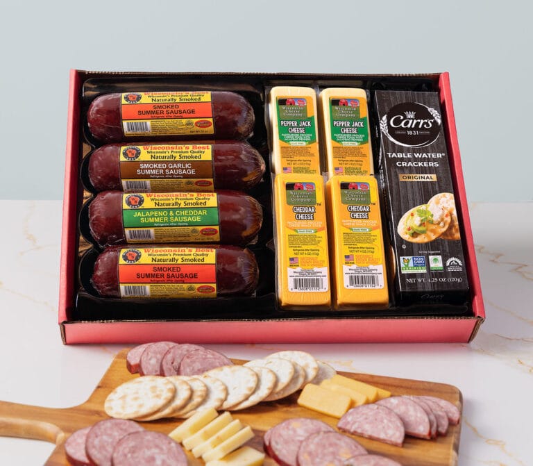 Wisconsin Ultimate Mancave Summer Sausage & Pepper Jack & Cheddar Cheese & Cracker Gift Box