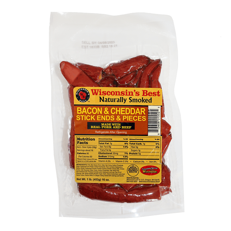 Bacon & Cheddar Sausage Stick Ends & Pieces – 1 Pound