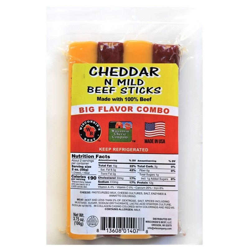 Cheddar Cheese & Beef Stick Big Snack Packs, 12 count