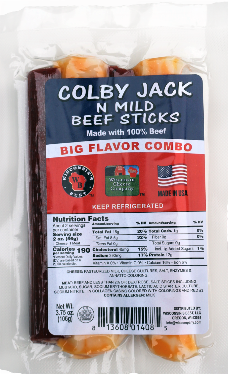 Colby Jack & Beef Stick Big Snack Packs, 12 Count