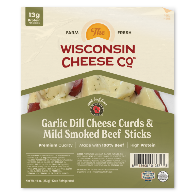 garlic dill cheese curds and beef sticks