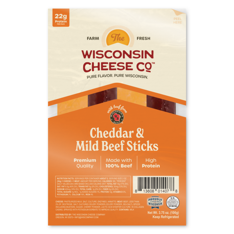 Cheddar cheese and beef sticks