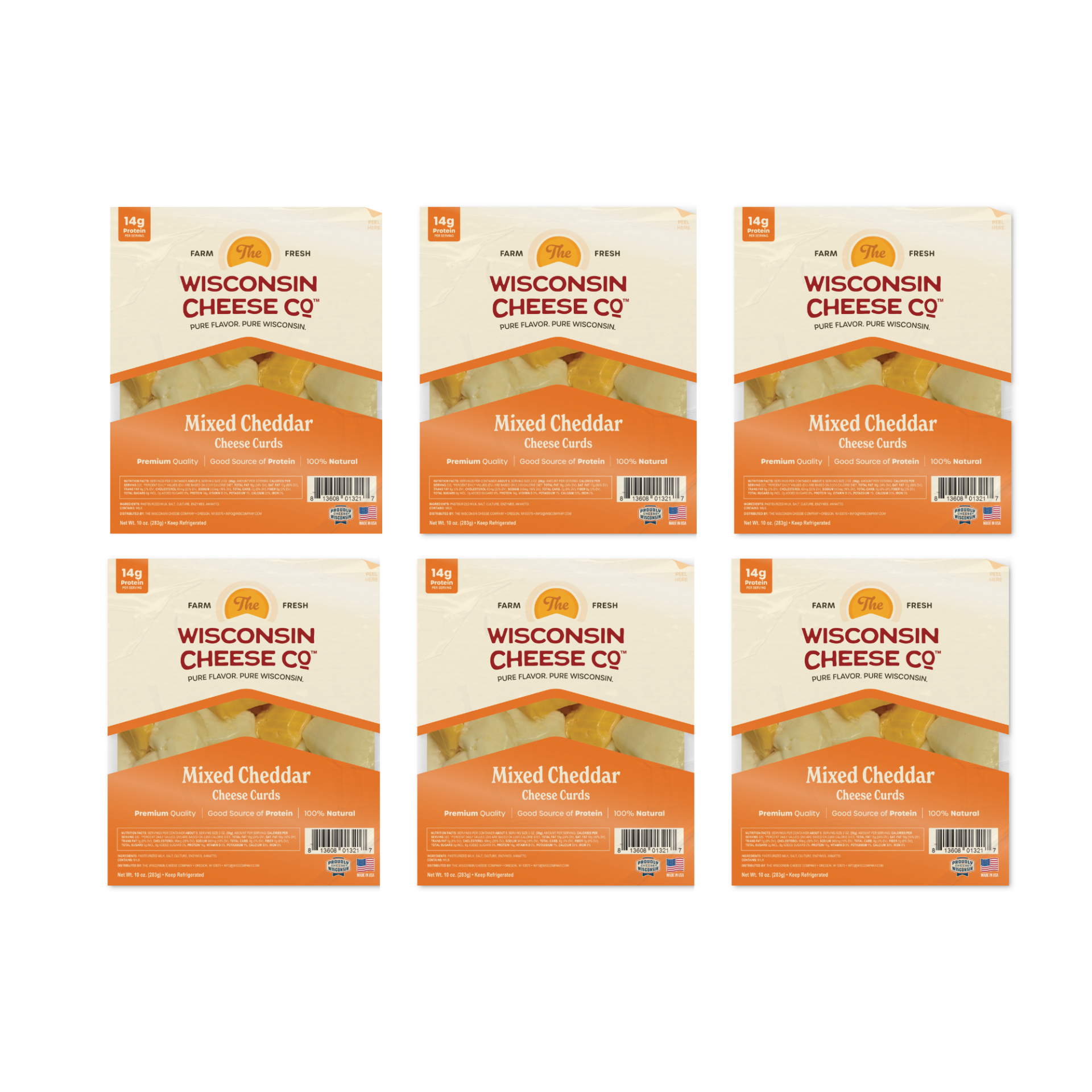 Mixed Cheddar Cheese Curds 6-Pack