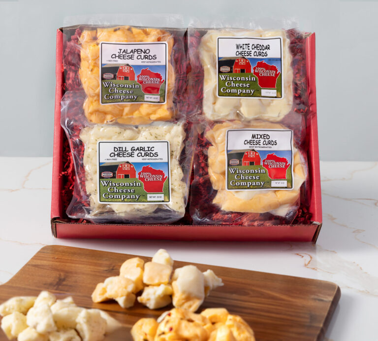 Wisconsin Cheese Curd Sampler Gift Box – 4 Flavor Variety Pack