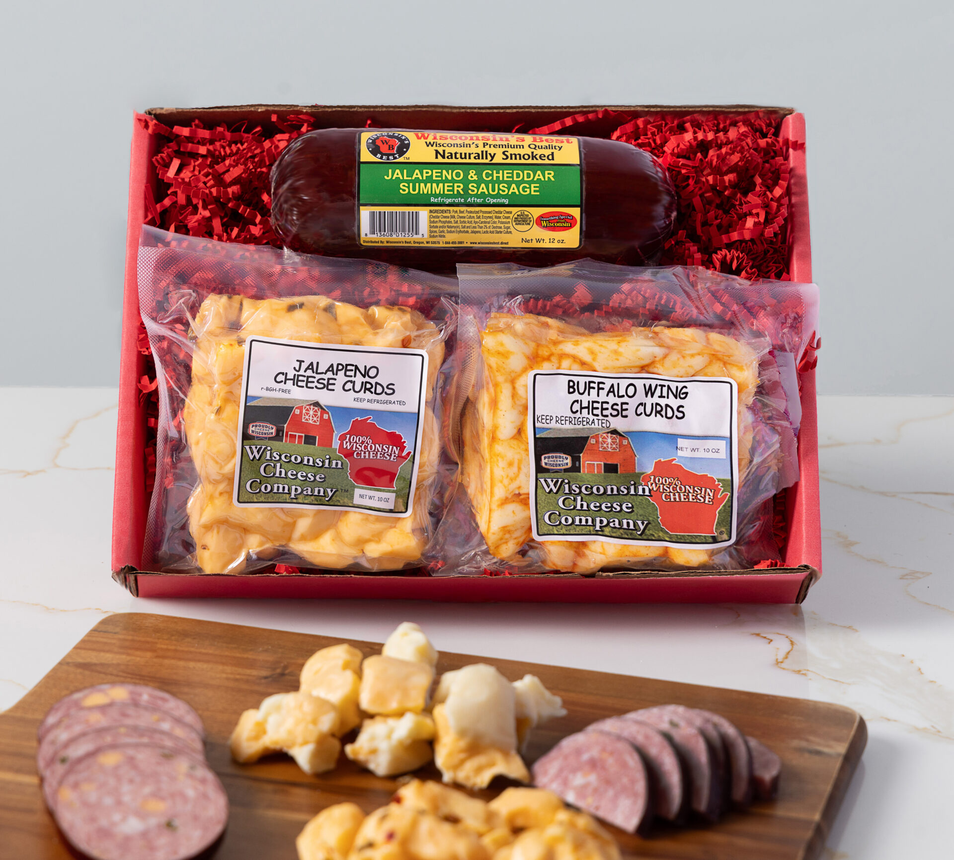 Spicy Wisconsin Cheese Curd & Jalapeño Sausage Gift Box